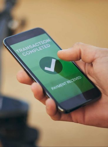 Hands, phone screen and payment notification for transaction, ecommerce or banking outdoor. Fintech Hands, phone screen and payment notification for transaction, ecommerce or banking outdoor. Fintech